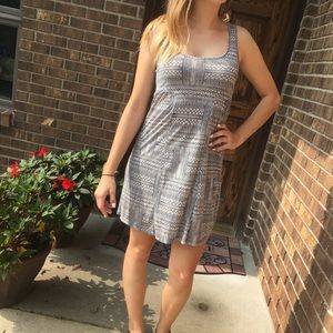 Aztec print dress with criss cross back design